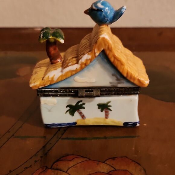 Hawaiian Hut Aloha Trinket Box Vintage - Picture 2 of 5